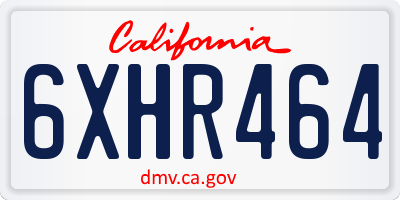 CA license plate 6XHR464