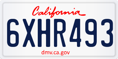 CA license plate 6XHR493