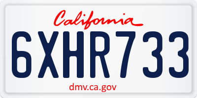 CA license plate 6XHR733