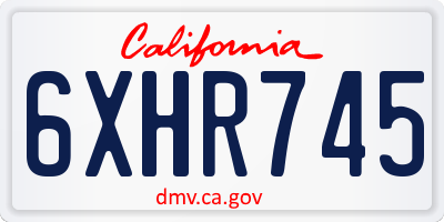 CA license plate 6XHR745