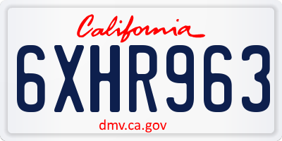 CA license plate 6XHR963