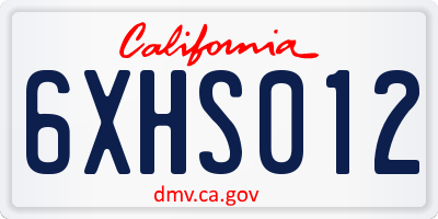 CA license plate 6XHS012