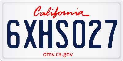 CA license plate 6XHS027