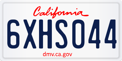 CA license plate 6XHS044
