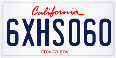 CA license plate 6XHS060