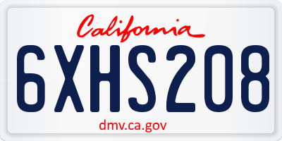 CA license plate 6XHS208