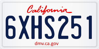 CA license plate 6XHS251