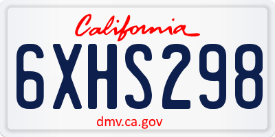 CA license plate 6XHS298