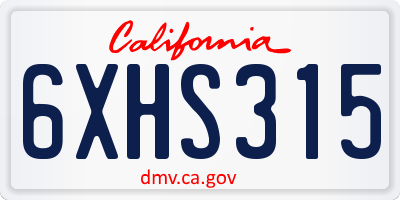 CA license plate 6XHS315