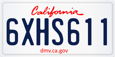 CA license plate 6XHS611