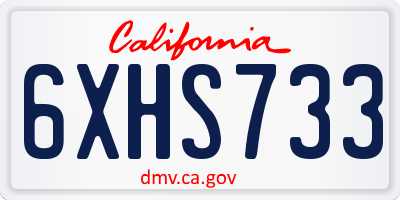 CA license plate 6XHS733