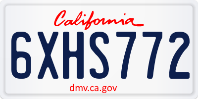 CA license plate 6XHS772