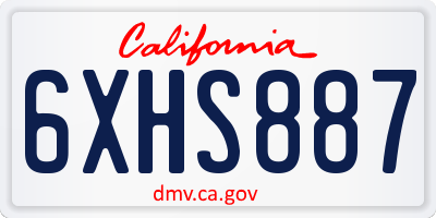 CA license plate 6XHS887