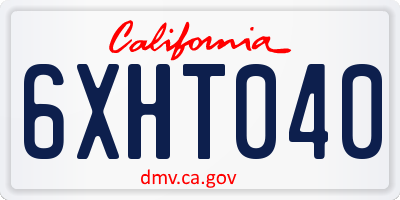 CA license plate 6XHT040