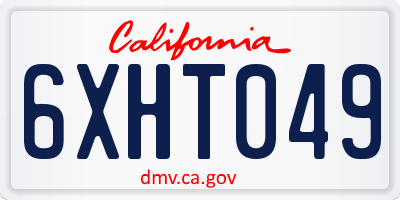 CA license plate 6XHT049