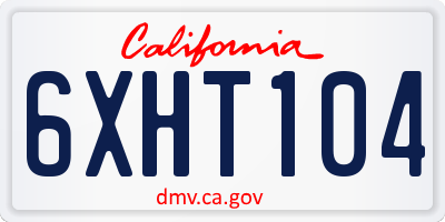 CA license plate 6XHT104
