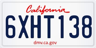 CA license plate 6XHT138