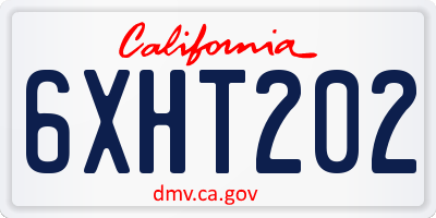 CA license plate 6XHT202