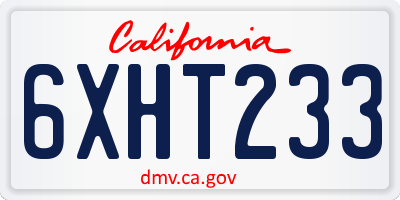 CA license plate 6XHT233
