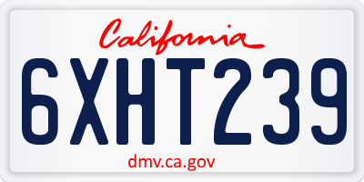 CA license plate 6XHT239