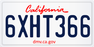 CA license plate 6XHT366