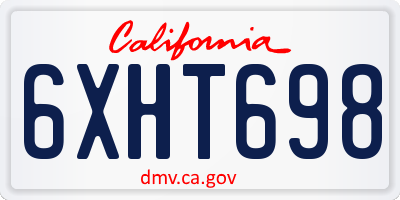 CA license plate 6XHT698