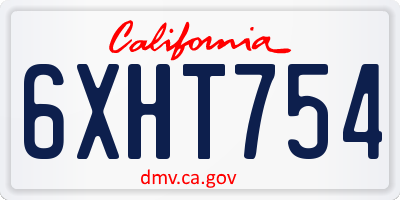 CA license plate 6XHT754