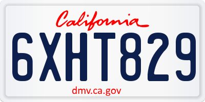 CA license plate 6XHT829