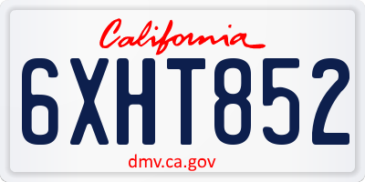 CA license plate 6XHT852