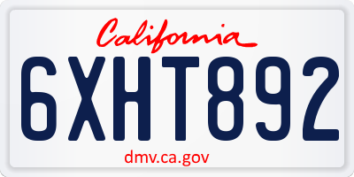 CA license plate 6XHT892