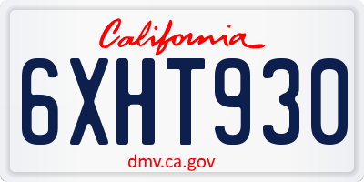 CA license plate 6XHT930