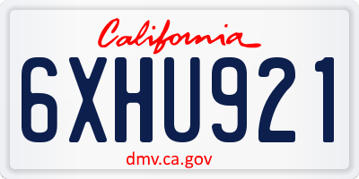 CA license plate 6XHU921