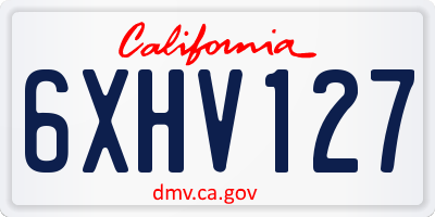 CA license plate 6XHV127