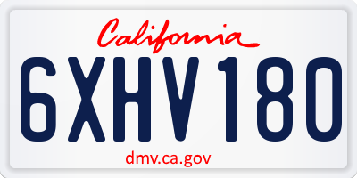 CA license plate 6XHV180