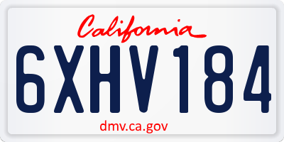 CA license plate 6XHV184