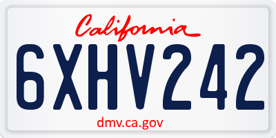 CA license plate 6XHV242