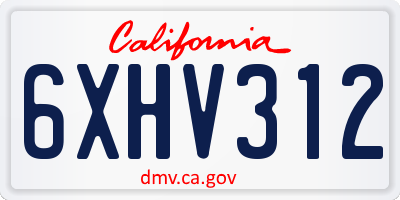 CA license plate 6XHV312