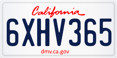 CA license plate 6XHV365