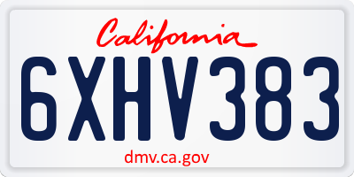 CA license plate 6XHV383