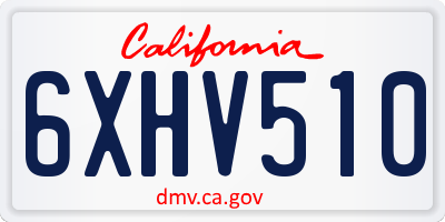 CA license plate 6XHV510