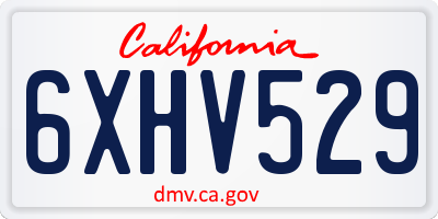 CA license plate 6XHV529