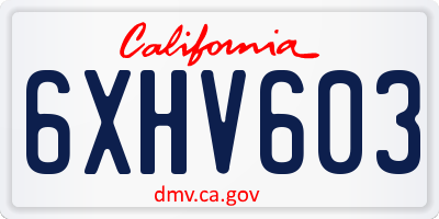 CA license plate 6XHV603