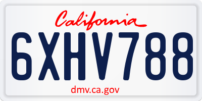 CA license plate 6XHV788