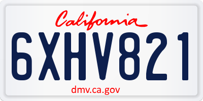 CA license plate 6XHV821