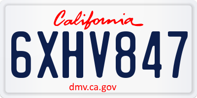 CA license plate 6XHV847
