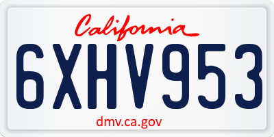 CA license plate 6XHV953