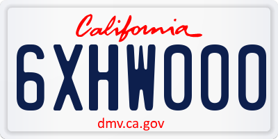 CA license plate 6XHW000
