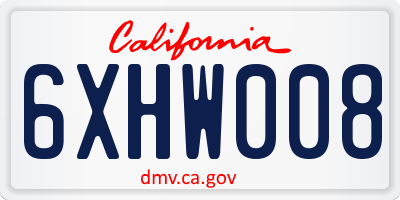 CA license plate 6XHW008