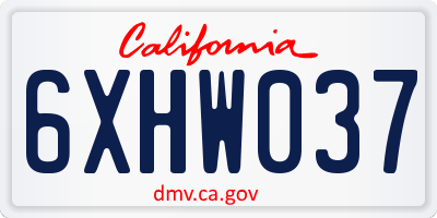 CA license plate 6XHW037