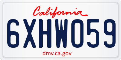 CA license plate 6XHW059